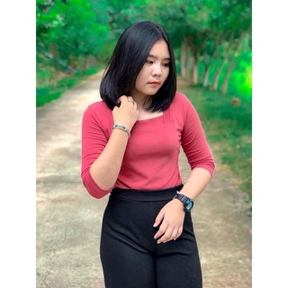 เสื้อคอเหลี่ยม(สีโอรส)