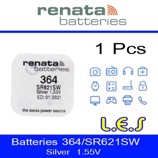 ถ่านกระดุม Renata 364 / SR621SW Watch Battery Button Coin Cell