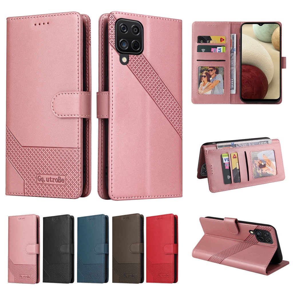 เคสโทรศัพท์มือถือหนังฝาพับพร้อมช่องใส่บัตรสําหรับ Samsung Galaxy A12 M12 A02S A03S A22 A32 A42 A52 A52s A72 5G A32 A22 4G