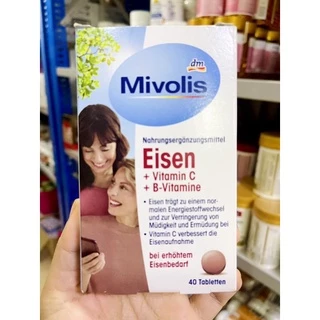 Eisen+Vitamin c และvitamin B จากMivolis เยอรมัน ธาตุเหล็ก วิตามิน40เม็ด....(กล่องแบน Mivolis)