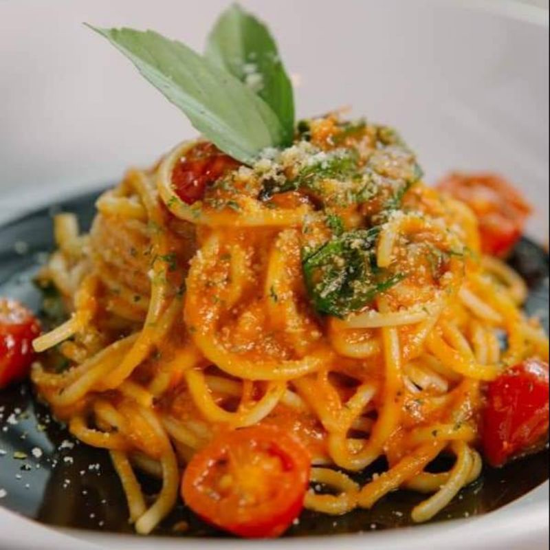 Keto Spaghetti Oat Fiber Tomato Chicken sauce สปาเก็ตตี้คีโตซอสไก่ หอมเครื่องเทศ huatidada