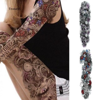 TDU_Punk Flower Skull Men Women Waterproof Arm Body Art Temporary Tattoo Sticker