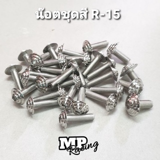 น็อตขันชุดสี R-15 (ในชุดมี 30 ตัว) สแตนเลสแท้จี้ลายก้นหอย