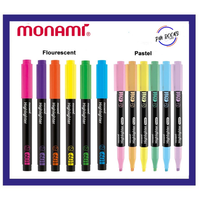 [PMBOOK] MONAMI Flourescent & Pastel Colour Highlighter Textliner Pen 601 (ต่อชิ้น)