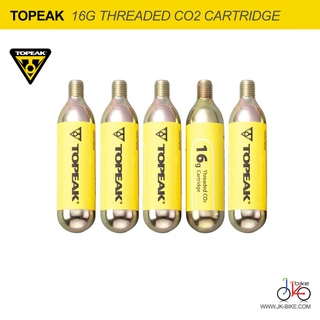 หลอดเติมลมแก๊ส CO2 16g ชนิดเกลียว สำหรับ Topeak (5ชิ้น เฉพาะหลอด)