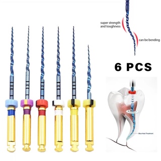 6 ชิ้น เครื่องมือทันตกรรม การกระตุ้นความร้อน ไฟล์สีฟ้า endo ไฟล์เครื่องยนต์ ใช้ไฟล์โรตารี่ คลองรากเอ็นดอนต์ NITI ทันตแพทย์