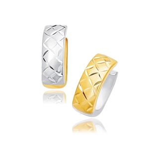 ต่างหูทองคำแท้ 14k ห่วง Huggie Hoop Huggie แบบทูโทนทองพลิกกลับได้ (เวลาจัดส่ง 7-10 วัน) 14k Two-Tone Gold Reversible Qui