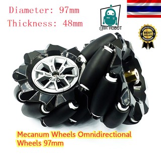 Mecanum Wheels Omnidirectional Wheels 97mm 【L R] black 1 / คู่​ (ไม่รวมบูสมอเตอร์)​