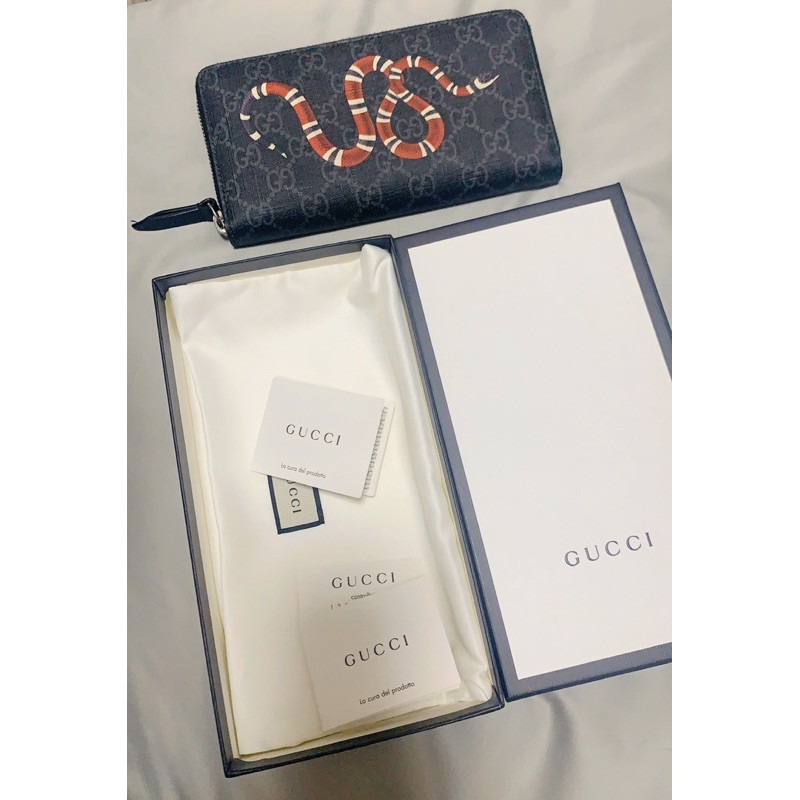 ⛔️Sold out ⛔️used Gucci kingsnake print GG supreme Zippy wallet dc2019_FullSet.Authenic brandname.🔥S