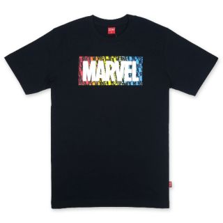 เสื้อยืดมาร์เวล ลิขสิทธิ์แท้ MARVEL-9350-BL สีดำ พิมพ์กำมะหยี่