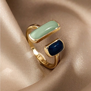 แหวนหินเขียวน้ำเงิน Blue and Green Cuff Ring