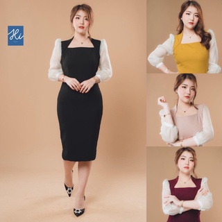 Ordy เดรสโกงหุ่น สาวอวบใส่แล้วผอมมาก (M-4XL) 5XLขึ้นไปสั่งตัดได้