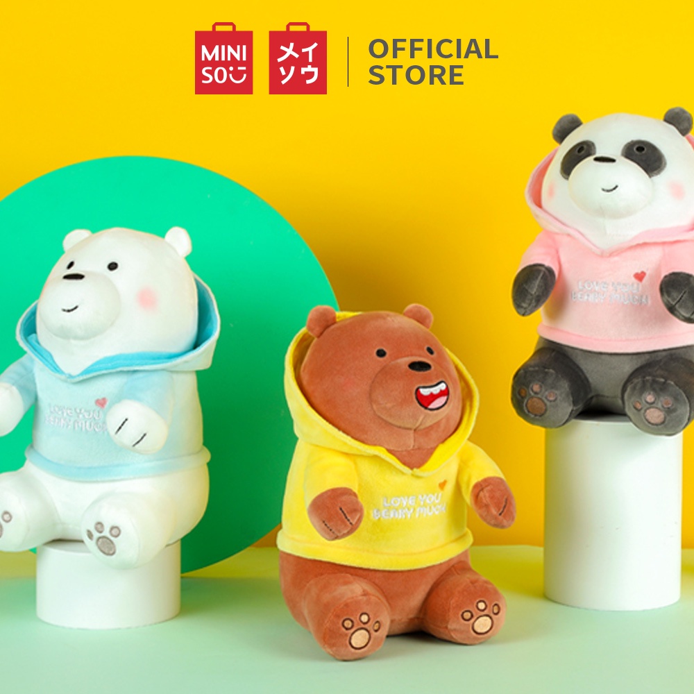 MINISO ตุ๊กตา ตุ๊กตาสวมฮู๊ท ลาย Hoodie We Bare Bears
