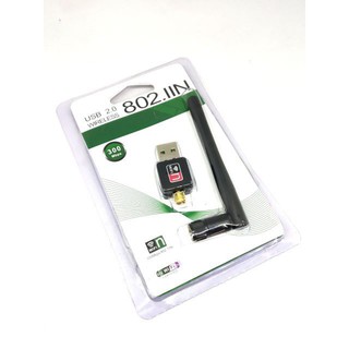 (เขียว) USB WiFi AC  มีเสาอากาศ Wireless WiFi 300Mbps 802.IIN USB 2.0 USB WiFi AC  WiFi Wireless802.11