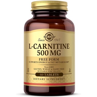 Solgar L-Carnitine 500 mg, 60 Tablets - Supports Energy &amp; Fat Metabolism - Non-GMO, Vegan, Gluten Free, Dairy Free,