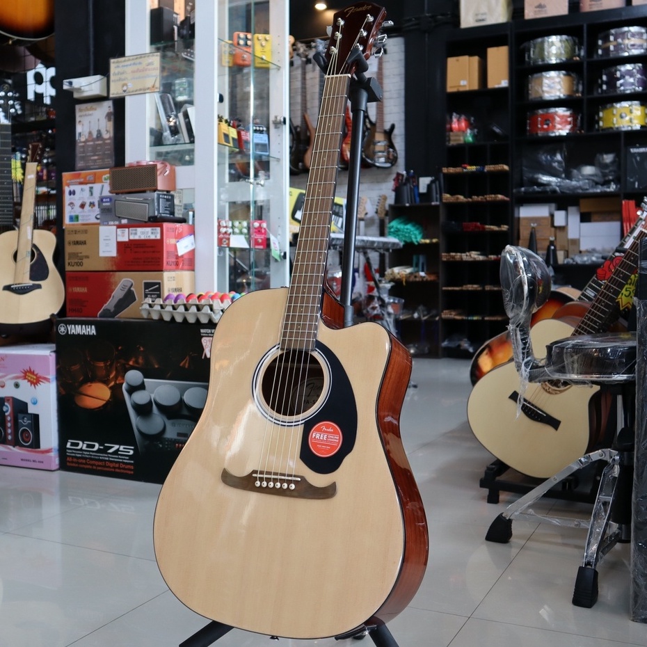 🎥 Fender รุ่น FA-125CE NAT กีต้าร์โปร่งไฟฟ้า ขนาด 41นิ้ว มาพร้อมภาคไฟฟ้า Fender บอดี้เป็นทรงเดรทน็อต