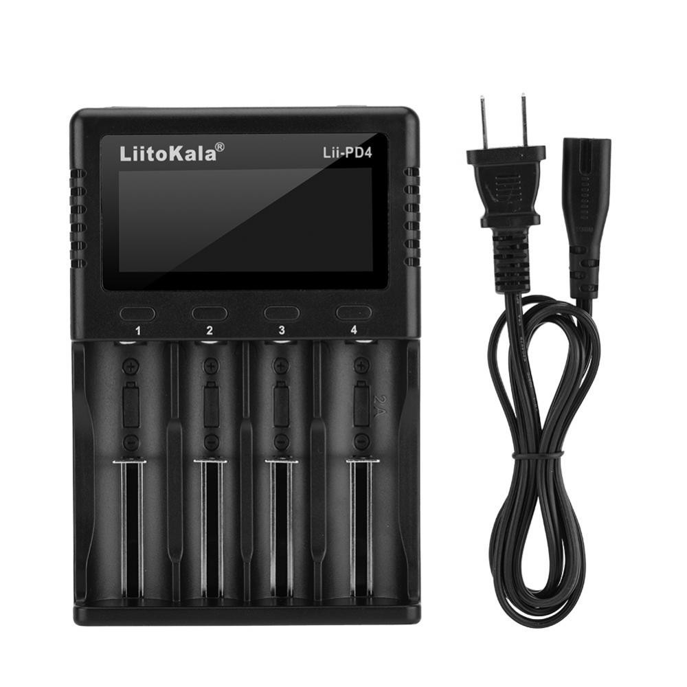 เครื่องชาร์จถ่าน LiitoKala Lii-PD4 1.2 มีสายพาวเวอร์พร้อม ชาร์จได้ 4 ก้อน รองรับ 26650，21700，20700, 18650, 18490, 18350