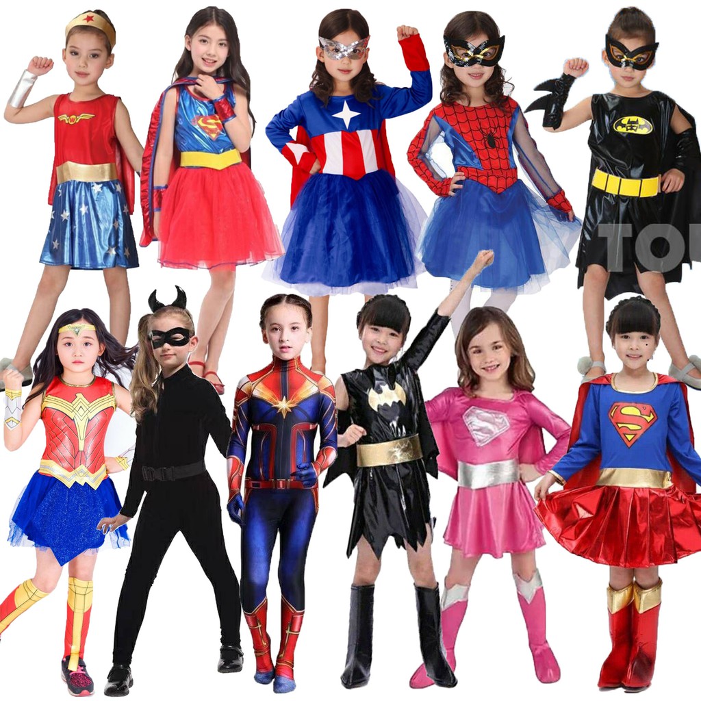 พร้อมส่ง ซุปเปอร์เกิร์ล สไปเดอร์เกิร์ล วันเดอร์เกิร์ล กัปตันอเมริกา แบทเกิร์ล กัปตันมาเวล hero girl