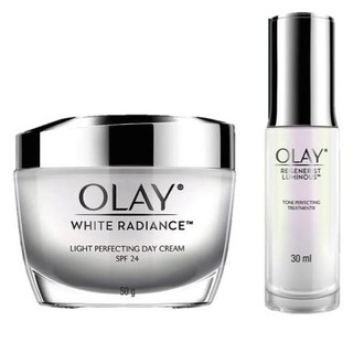 OLAY White Radiance Light Perfecting SET (Day Cream 50g + Essence 30g) โอเลย์ ไวท์เรเดียน เซ็ท (เดย์ครีม +  เอสเซ็นต์)