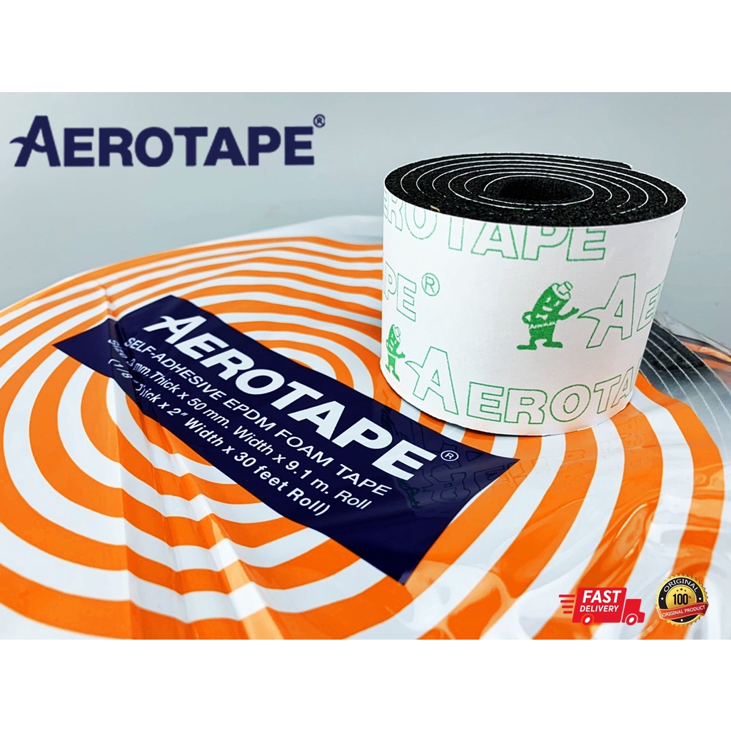 แอโร่เทป แอร์โร่เทป Aerotape ของแท้100% ตัดแบ่งขาย หน้ากว้าง2นิ้ว ยาว1เมตร เทปยางดำ เทปพันท่อแอร์ รา