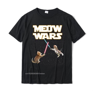 T-shirt  เสื้อยืด พิมพ์ลายกราฟฟิค Meow Wars Cat Lover สไตล์ฮาราจูกุ สําหรับผู้ชายS-5XL