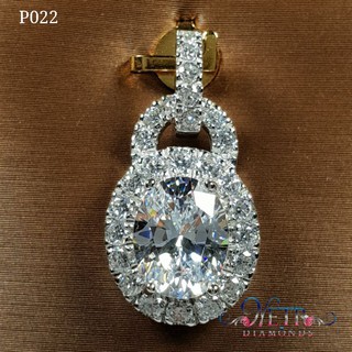 จี้เพชรรูปไข่ 2 กะรัต เพชรเลียนแบบเพชรแท้ ทำจาก เพชร CZ, Cubic Zirconia หรือ เพชรโคลนนิ่งล้อมเพชรทำจากเพชร CZ จากอเมริกา