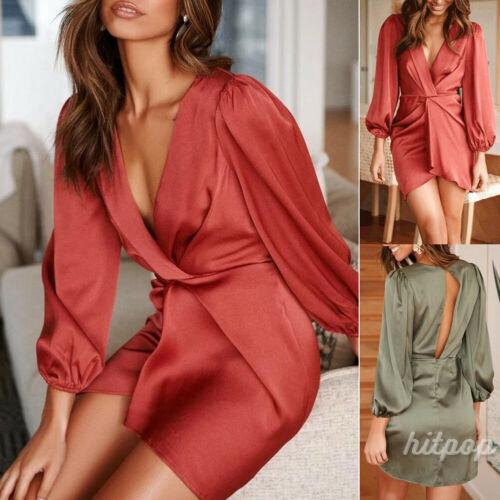 ราคาส่ง ราคาถูกๆ ชุดเดรสสั้นแขนยาวคอวีสำหรับผู้หญิง dress