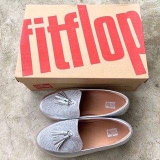 Fitflop รองเท้ารัดส้นสีเงินประดับเพชร แท้