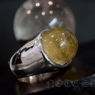 แหวนเงินแท้ตัวเรือนเรียบ ฝังไหมทอง Sterling Silver 925 NSRG2684