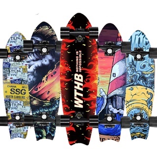 เสก็ตบอร์ด Skateboards สเก็ตบอร์ดทรงหางปลา สเก็ตบอร์ดแท้ๆ กันลื่น ความมั่นคงแข็งแรงและการยึดเกาะที่ดี