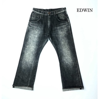 ยีนส์ Edwin Selvedge เอว 32 ริมแดง ผ้าด้าน สีดำเฟดสวย ขากระบอกใหญ่ Made in Japan