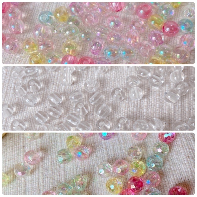 K014 ลูกปัดกลมฟรุ้งฟรุ้ง ขนาด 8 มิล