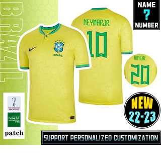 เสื้อกีฬาแขนสั้น ลายทีมชาติฟุตบอล Brazil 22-23 World Cup s-4xl ชุดเหย้า