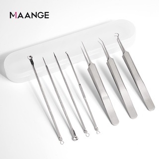 MAANGE 7ชิ้น เครื่องกำจัดสิวหัวดำ ที่กดสิว (พร้อมกล่อง) อุปกรณ์กดสิว