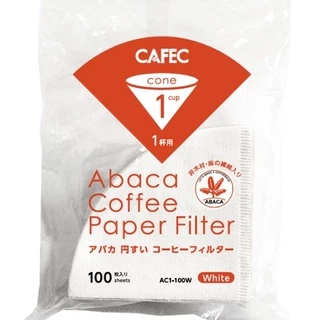 CAFEC Abaca Coffee Paper Filter คาเฟค อบาก้า กระดาษกรองกาแฟ ทรงกรวย 100 แผ่น CAFEC Coffee Filter สำหรับ 1-4 แก้ว สีขาว