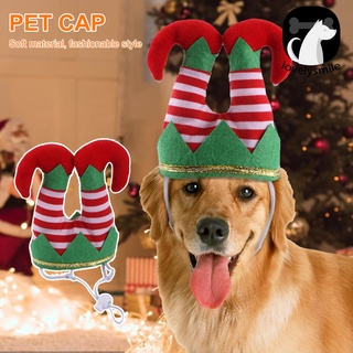 L~🦄 Pet Stripes Pattern Dress-up Elastic Creative Pet Christmas Cap for Holiday