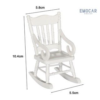 โมเดลเก้าอี้โยก สีขาว 1: 12 สําหรับตกแต่งบ้านตุ๊กตา