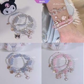 เครื่องประดับ สร้อยข้อมือ เชือกยืดหยุ่น ลายการ์ตูน Sanrio Cinnamoroll Kuromi My Melody Pom Pom Purin เหมาะกับของขวัญ สําหรับผู้ชาย และผู้หญิง [RAIN]