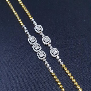 สร้อยข้อมือหน้าเพชรบาเก็ต เพชร Round Brilliant+Baguette 91/0.73 ct.