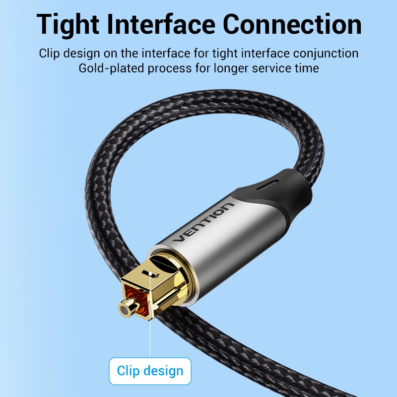 Vention สายสัญญาณเสียงใยแก้วนำแสง Hi-Fi  BAV สายไฟเบอร์ออปติก Coaxial 5.1 S / PDIF Toslink PVC ทอผ้าตาข่ายสำหรับ PS4 / Xbox, ทีวี / ลำโพง