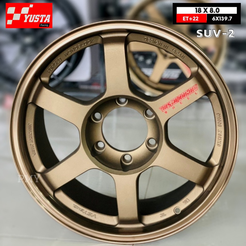 ล้อแม็กขอบ 18x8.0 6x139.7 ET+22 CB106.1 🚘ยี่ห้อ YUSTA รุ่น SUV-2 🌈งานTE37 หยอดแดง🌈  🔥(ราคาต่อ1วง)🔥 ร