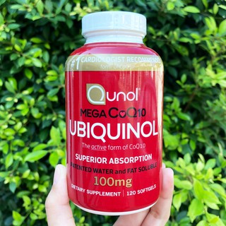 Mega CoQ10 Kaneka Ubiquinol™ 100 mg* 120 ซอฟท์เจล (Qunol®) ยูบิควินอล ช่วยโรคหัวใจ  ชลอความแก่ผิวเต่งตึง #1 Cardiologist