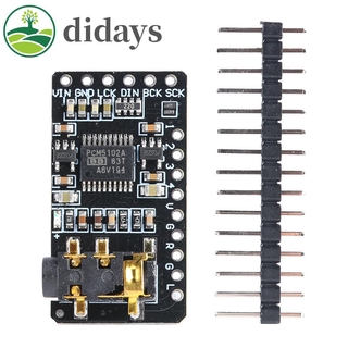 Didays 11 . 28 Pcm5102 Dac Decoder 3 . 5 มม. อุปกรณ์โมดูลสเตอริโอแจ็ค I2S Player สําหรับ Raspberry Pi