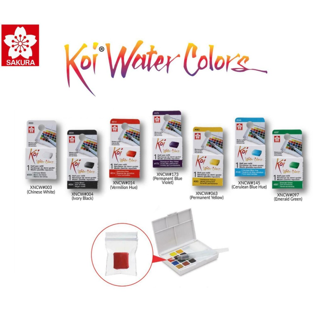 Sakura Koi refill I รีฟิลสีน้ำก้อนตลับโคอิ ไม่มีแพน