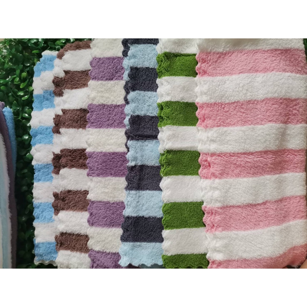 (12ผืน)ผ้าขนเป็ดอเนกประสงฆ์ สีลายทาง ผ้านุ่ม ซับน้ำดีมาก ขนาด 30*30 CM