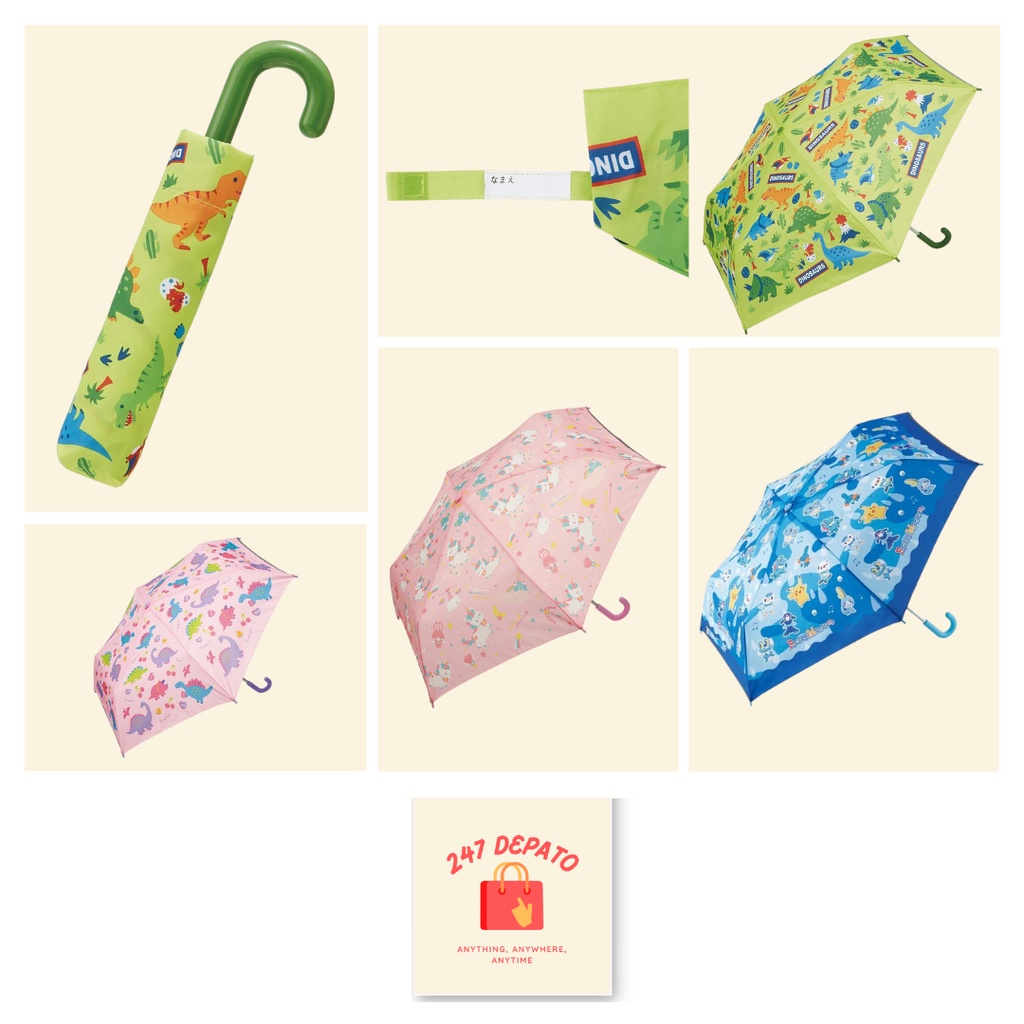ร่มพับ ร่มเด็ก ร่มพับนำเข้าจากญี่ปุ่น  คิตตี้ ไดโนเสาร์ โปเกมอน Kitty Pokemon My Melody Cinnamoroll 