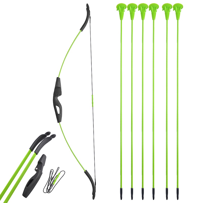 ยิงธนู Recurve Bow ของเล่นเด็ก ชุด ขวามือซ้ายประมาณ 15lbs พร้อม 6 ลูกศรสำหรับกีฬากลางแจ้งเด็กยิง Entertainment