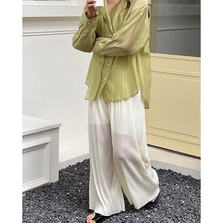 cpjgirlxx | Pocky pleated pants - 2col  กางเกงพลีตเอวยืด ขากว้าง