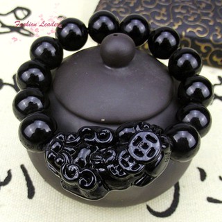 สร้อยข้อมือลูกปัดสีดำ Faux Obsidian