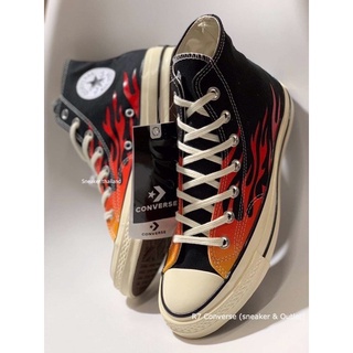 🚩  Chuck Taylor 70s Hi  Flame🔥 Black/Enamel Red ✅สินค้าพร้อมกล่องป้ายแท็ก มีเก็บปลายทาง